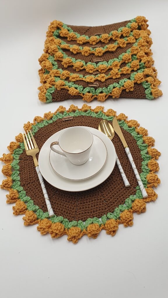 🌷 Individuales "Jardín Bohemio" - Juego de 6 Individuales de Algodón con Tulipanes a Crochet 🌷