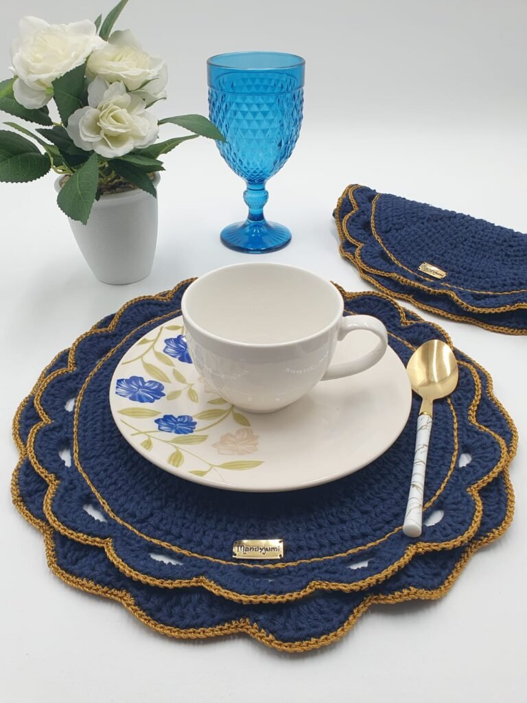 Set de 6 Individuales de Mesa de Ganchillo (Crochet) - 33cm