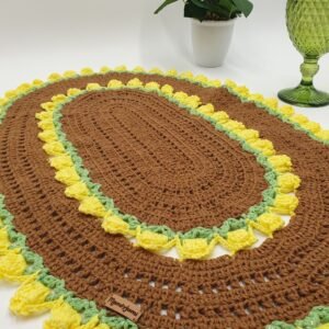 Camino de mesa de ganchillo con borde de tulipanes - Colección MandyJumi